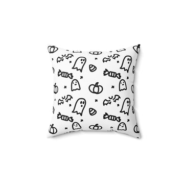 Halloween Ghosts and Candies Throw Pillow - Spun Polyester Square Cushion