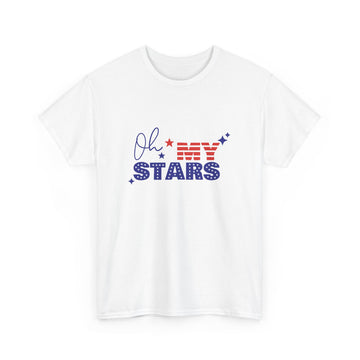 Oh My Stars Unisex Heavy Cotton Tee - Casual Patriotic T-Shirt for Holidays & Celebrations
