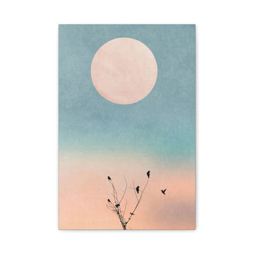 Birds and Moon Canvas Wall Art - Serene Nature Decor
