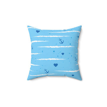 Nautical Anchor Throw Pillow - Cozy Blue Home Decor for Beach Lovers