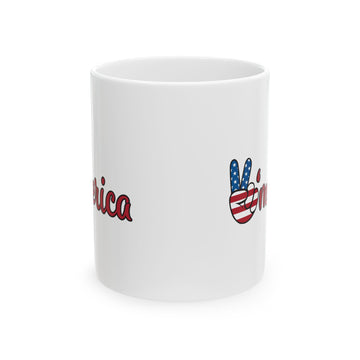 Peaceful Patriot Ceramic Mug - 'Merica Design (11oz, 15oz)