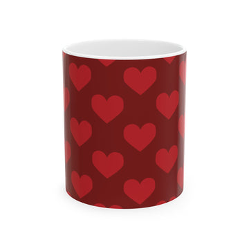 Romantic Heart Pattern Ceramic Mug - Perfect for Valentine's Day or Anniversaries (11oz & 15oz)