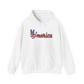 Peace America Hoodie - Unisex Heavy Blend with Patriotic Design