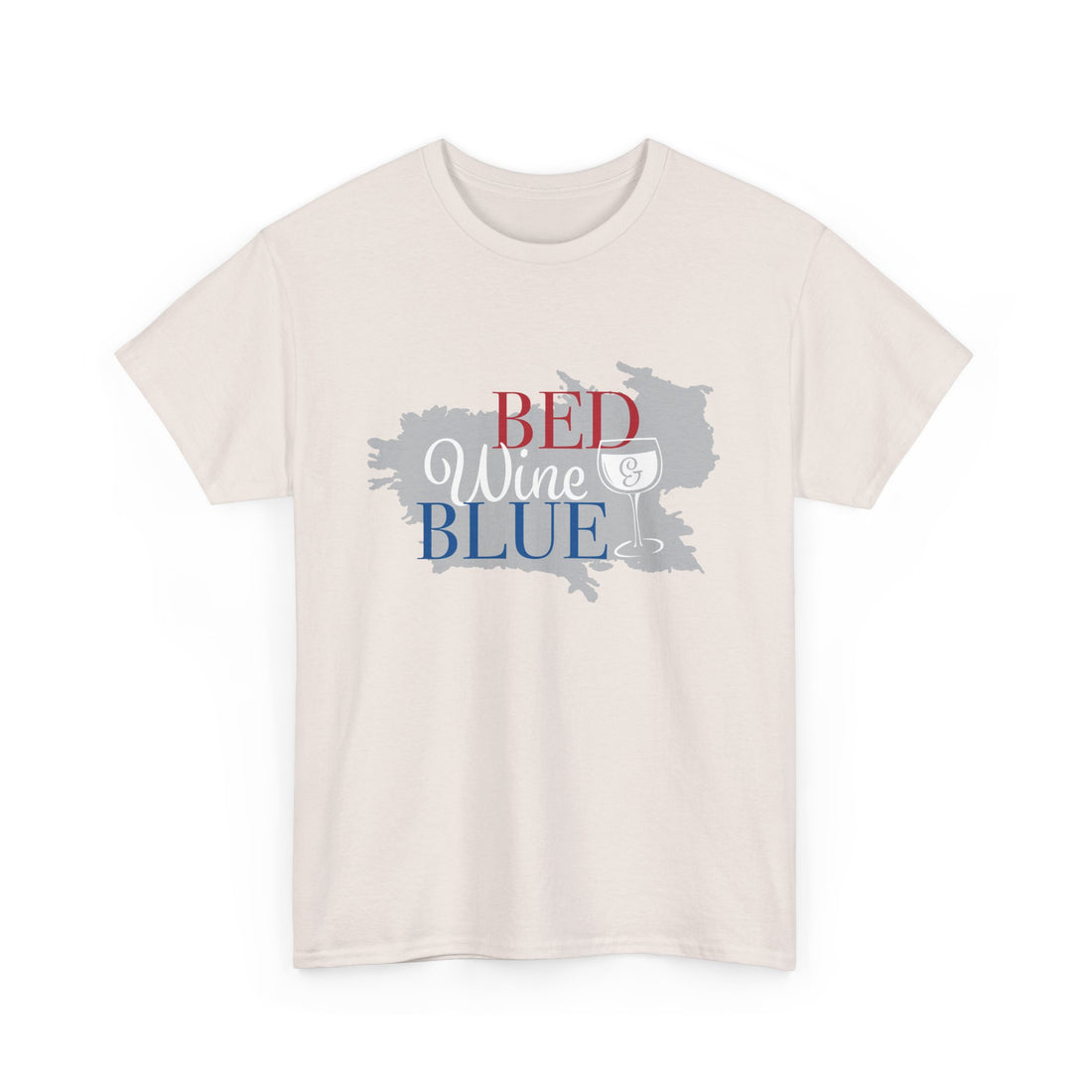Unisex Heavy Cotton Tee - 'Bed, Wine & Blue' Design for Relaxation Lovers