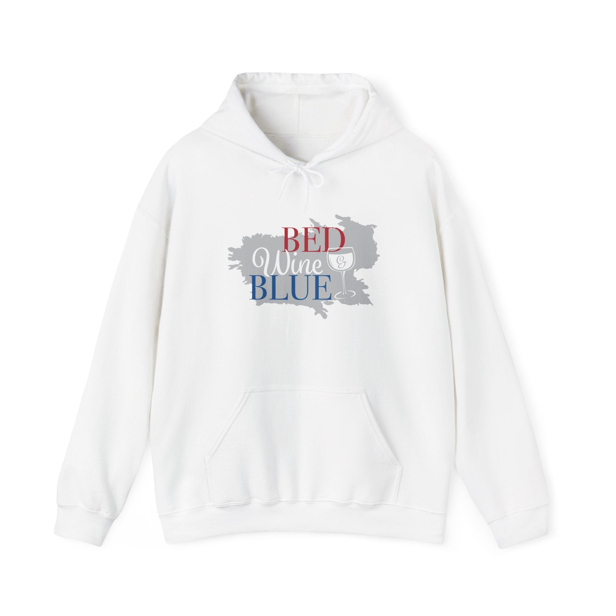 Chic Unisex Hooded Sweatshirt - 'Red Wine & Blue' Design
