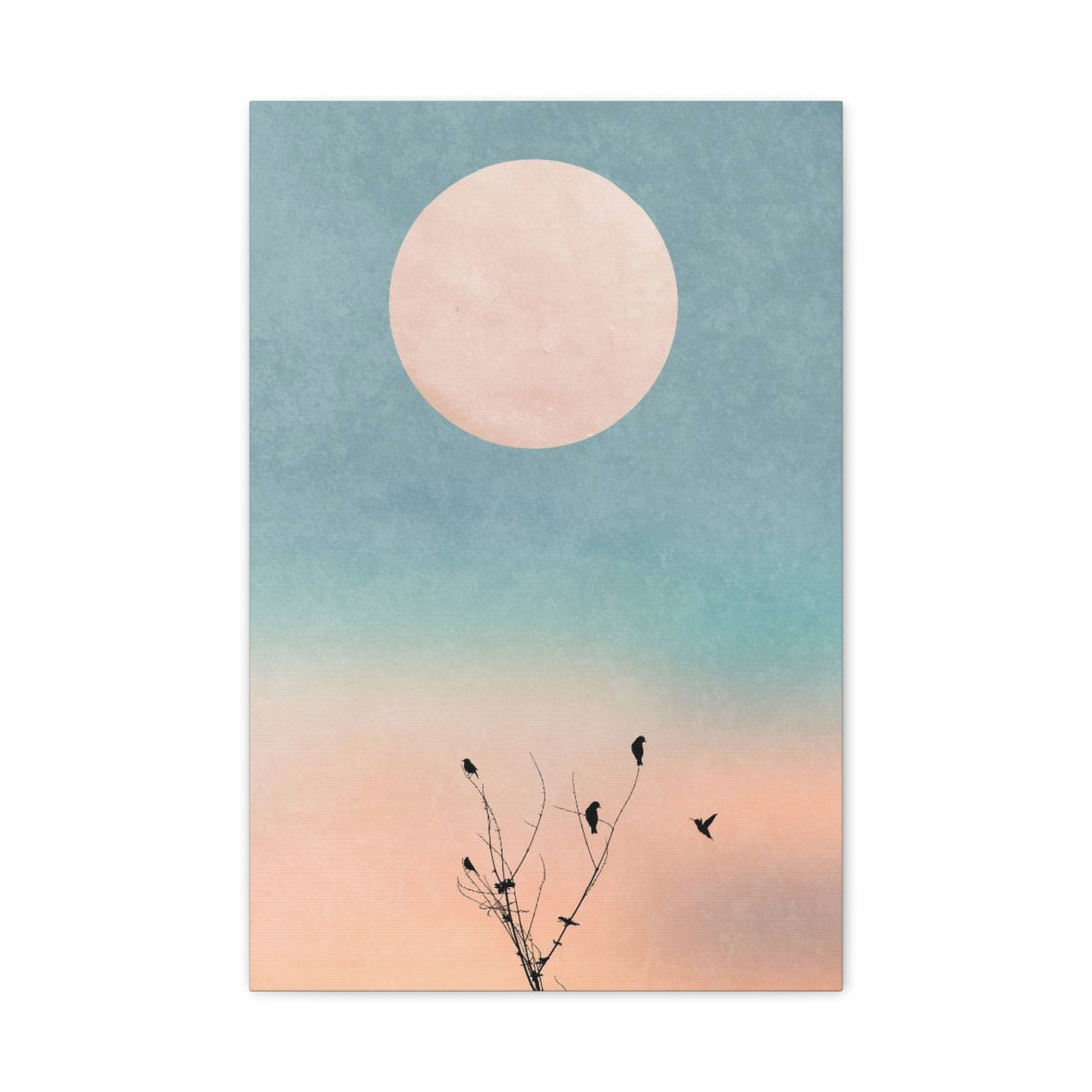 Birds and Moon Canvas Wall Art - Serene Nature Decor