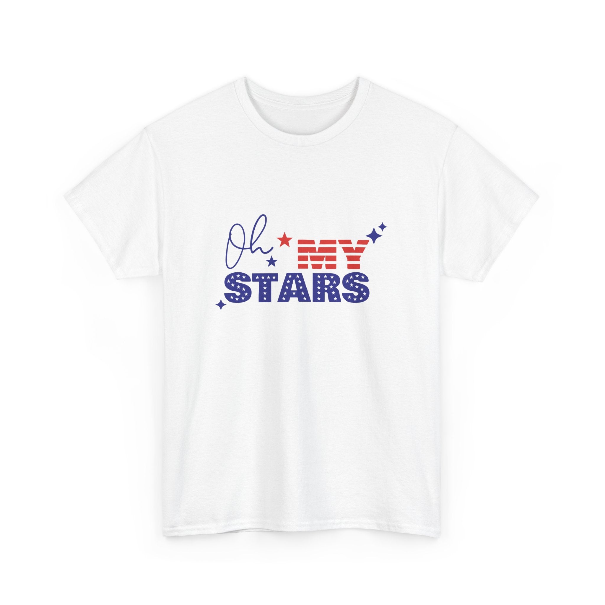 Oh My Stars Unisex Heavy Cotton Tee - Casual Patriotic T-Shirt for Holidays & Celebrations