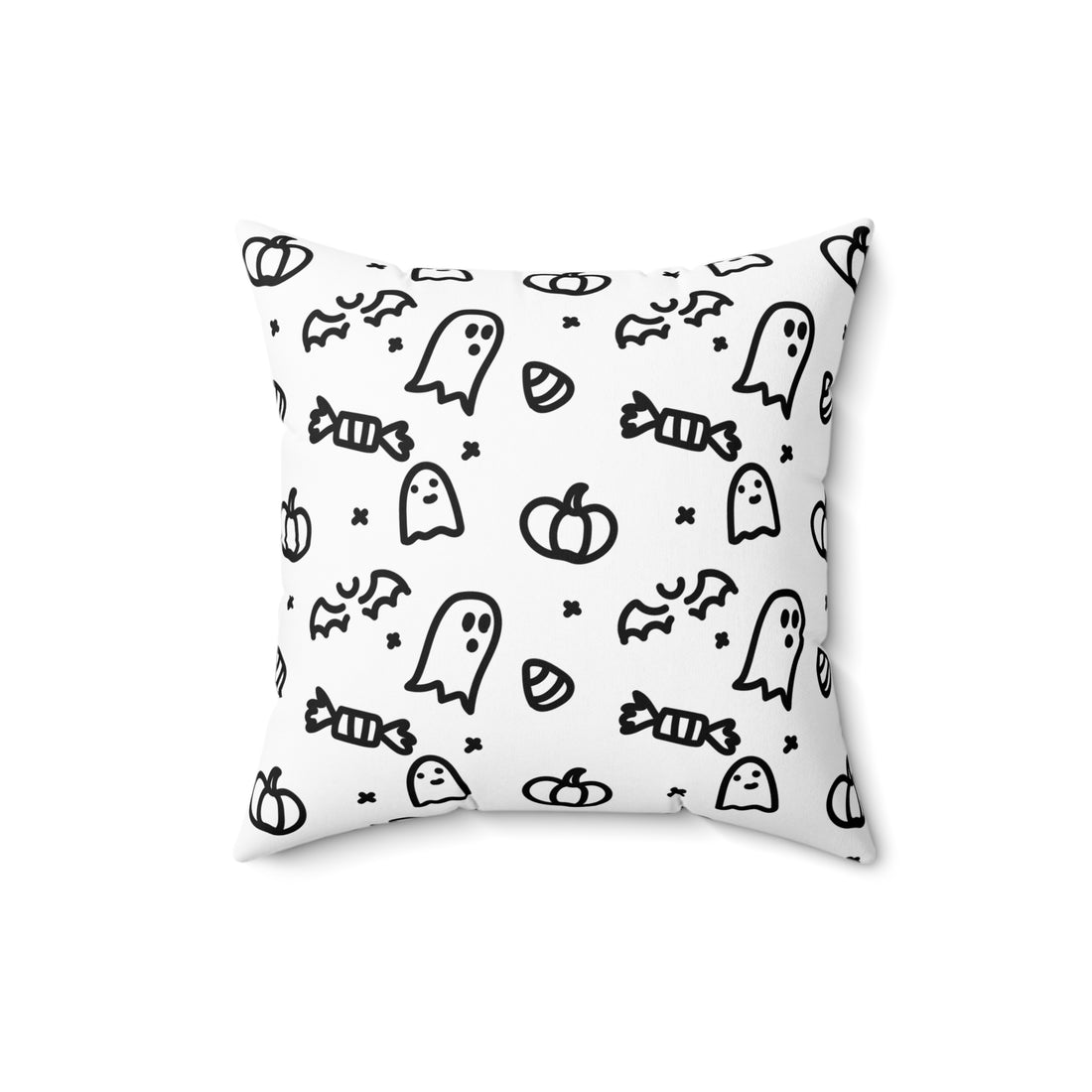 Halloween Ghosts and Candies Throw Pillow - Spun Polyester Square Cushion