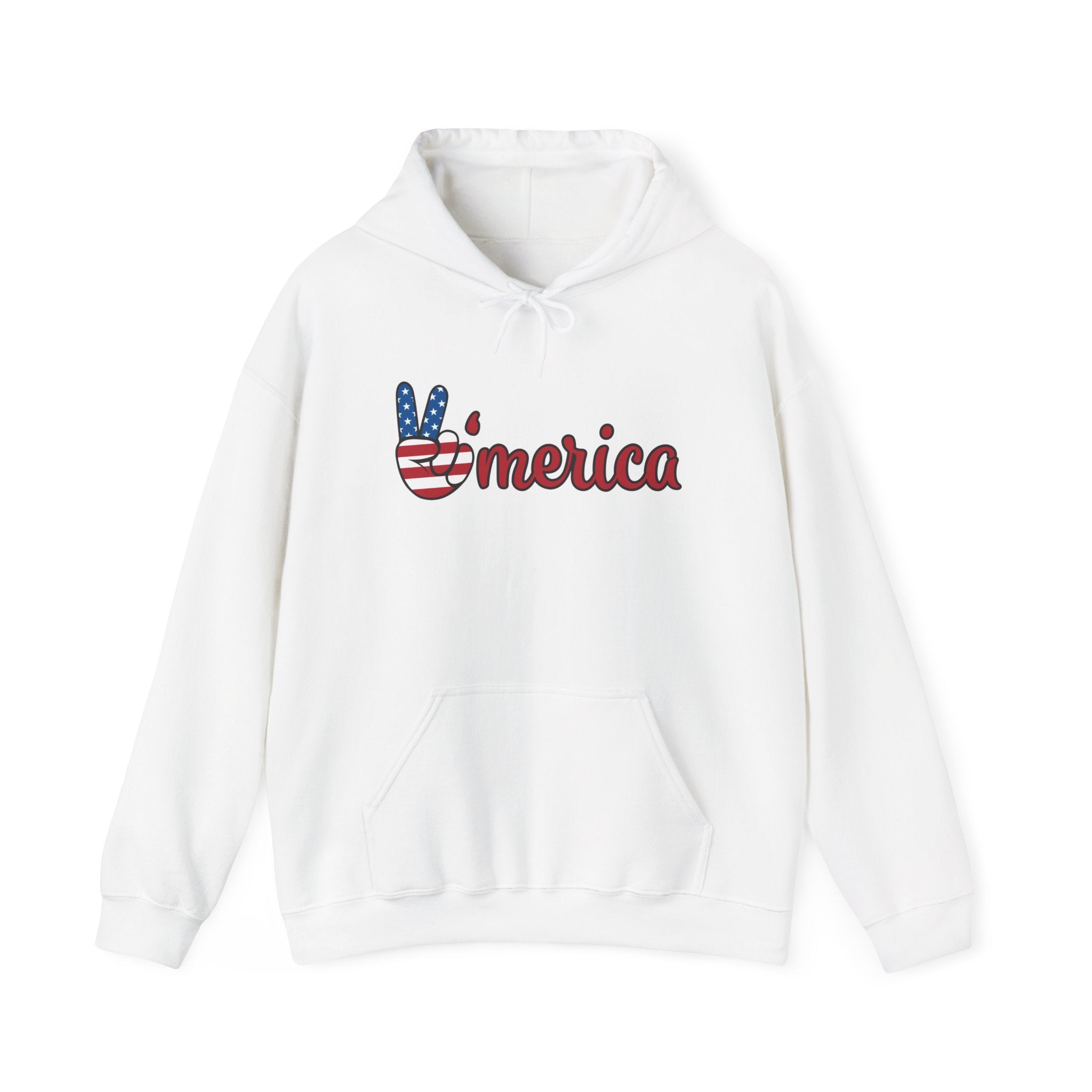 Peace America Hoodie - Unisex Heavy Blend with Patriotic Design