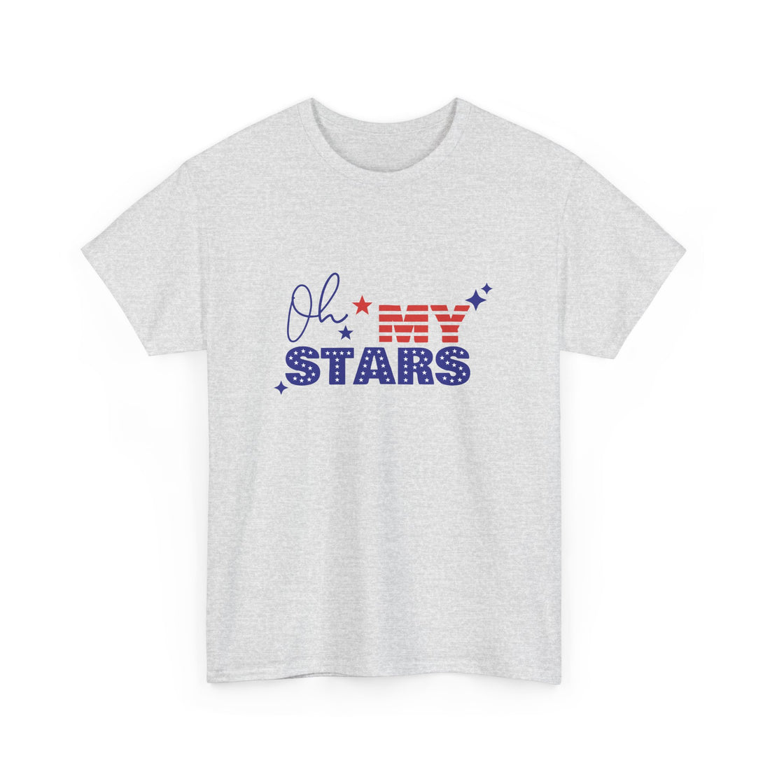 Oh My Stars Unisex Heavy Cotton Tee - Casual Patriotic T-Shirt for Holidays & Celebrations